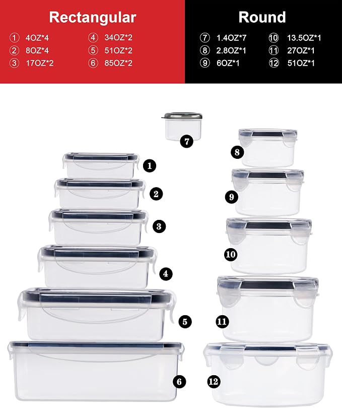 FOOYOO 56 Pcs Large Food Storage Containers Set with Lids (28 Containers + 28 Lids), Airtight Plastic Storage Containers for Pantry & Kitchen Organization, BPA-Free, Leak-Proof