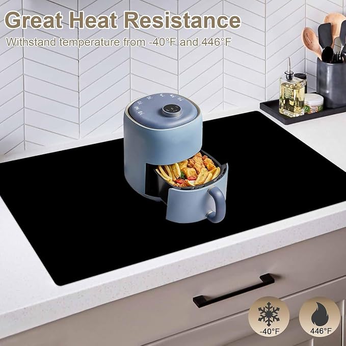 32"x24"(80cmx60cm) Large Silicone Mat for Kitchen Counter, Non-Slip Heat Resistant Countertop Protector, Waterproof Multipurpose Mat for Kitchen Island, Light Gray