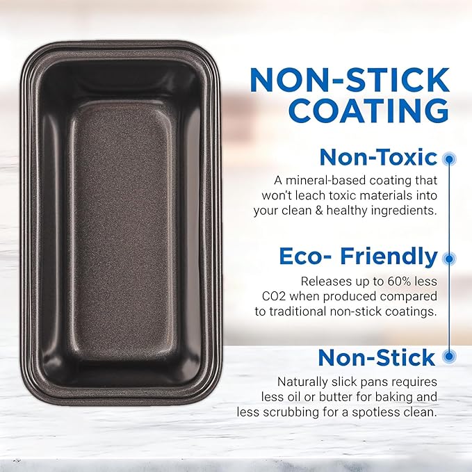 3 PCS Mini Loaf Baking Pans Set, 6 x 3.3 x 2 Inch Carbon Steel Rectangle Bakeware with 100 Parchment Liners for Baking Toast, Cakes, Small Banana Breads, Black Gray Colors