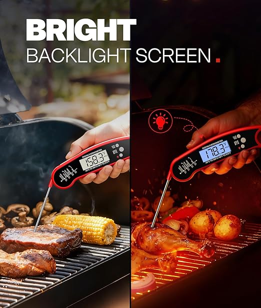 Meat Thermometer Digital, Food Thermometer for Cooking, Red, 2 Pack | Instant Read, for Grilling, BBQ, Air Fryer, Smoker, Candy, Kitchen Gadgets, BBQ Essentials, Gift for Dad, Men, Women