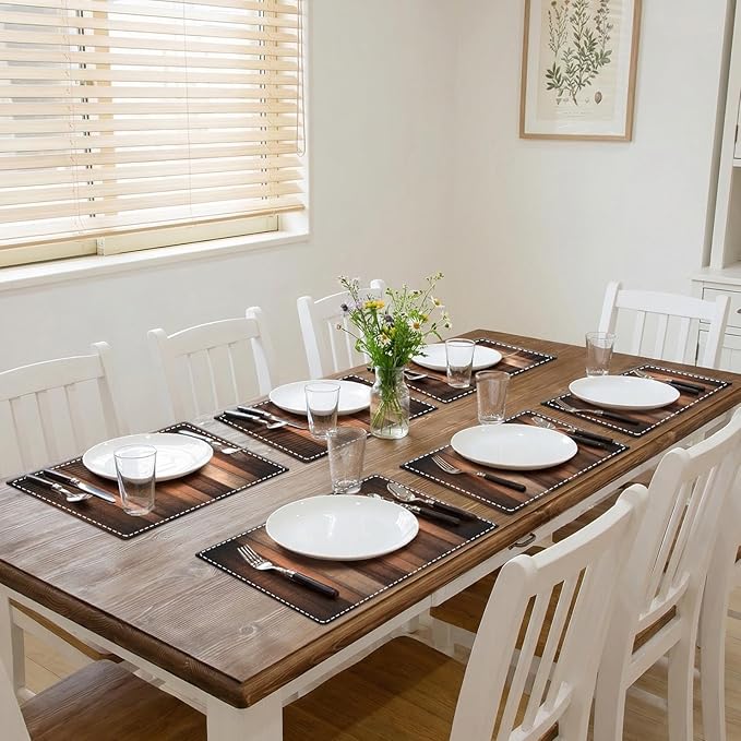 Emvency Farmhouse Placemats Set of 6, 12x18 Inch, Striped Rustic | Farmhouse Modern Art Painting Table Mats for Outdoor Home Party Kitchen Dining Decoration