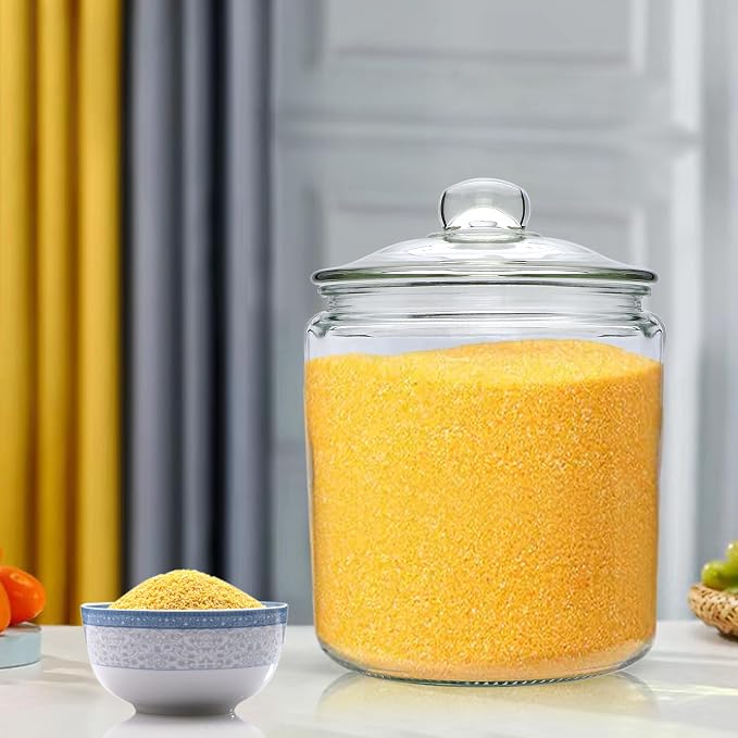 Maredash 1 Gallon Glass Canister, Cookie Jar & Candy Jar with Airtight Lid, Large Food Storage Container for Buffet, Coffee & Flour, Laundry Room Storage & Pantry | Large Food Storage Container for Buffet,Coffee & Flour,Laundry Room Storage & Pantry