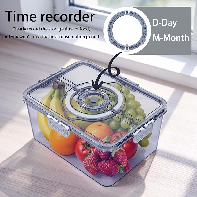 Bread Box with Lid and Handle,2026 New Upgrade Time Recording Bread Storage Container for Kitchen Counter Airtight,Portable Large Bread Boxes for Homemade Bagel, and Cookies,Not dishwasher safe