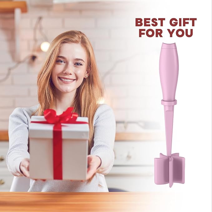 2Pack Meat Chopper Upgrade Hamburger Smasher, Masher for Ground Beef | Heat Resistant, Food-Grade Nylon, for Ground Turkey/Chicken and More, Non Stick Mix Grinder, Dishwasher Safe, Pink