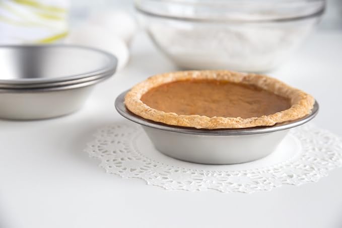 Fox Run Pie Pan Set, Tin-Plated Steel, 5-Inch, 4-Piece | Easily Bake Multiple Small Pies At Once | Evenly Heats Up & Bakes | Thanksgiving & Holiday Essential | Mini Pie Dish