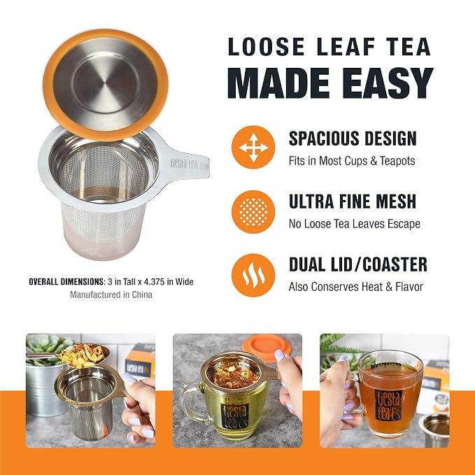 Tiesta Tea Brewbasket Stainless Steel Infuser Basket for Loose Leaf | Reusable Fine Mesh Strainer for Hot & Iced Drinks, Loose Leaf Steeper, Single Cup Tea Diffuser, Holds 5 Ounces