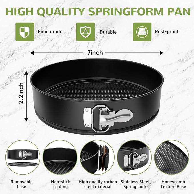 ZeroPone 7 Inch Springform Pan with Removable Bottom | Non-stick Cheesecake Pan with Removable Bottom Small Cake Mold withstands up to 450°F