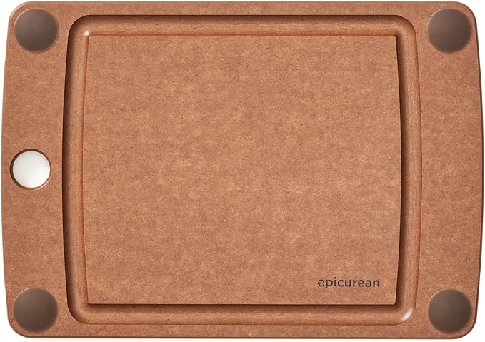 Epicurean All-In-One Cutting Board with Non-Slip Feet and Juice Groove - Non-toxic, Dishwasher Safe, Made in the USA, 10" x 7", Nutmeg