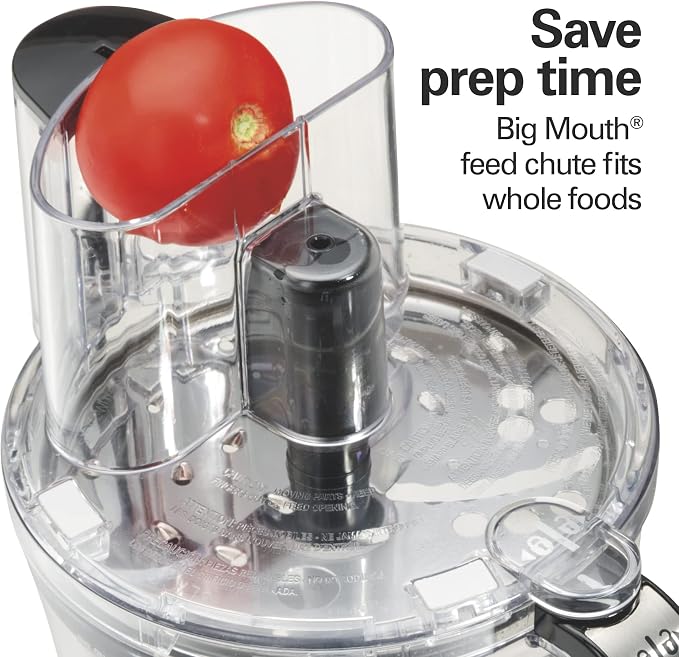 Hamilton Beach Big Mouth Duo Plus 12 Cup Food Processor | Includes Additional 4 Cup Mini Food Processor Vegetable Chopper Bowl | S-Blade and Shredding Disc | 500 Watt | Black | 70580