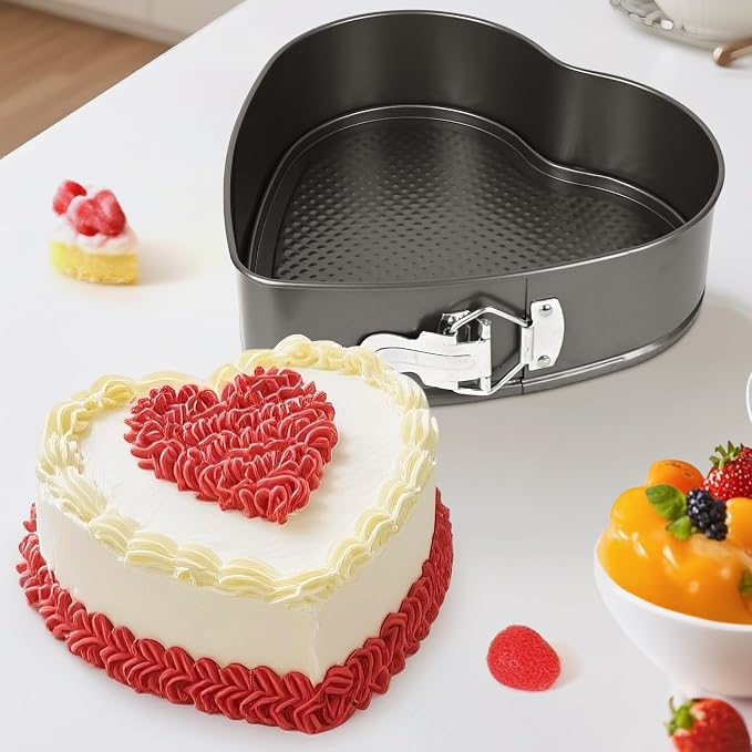 2 Pcs Heart Shaped Springform Pan 7/9 Inch | Non Stick Heart Cheesecake Pans, Removable Bottom, Heart Cake Baking Molds for Snack Cooking