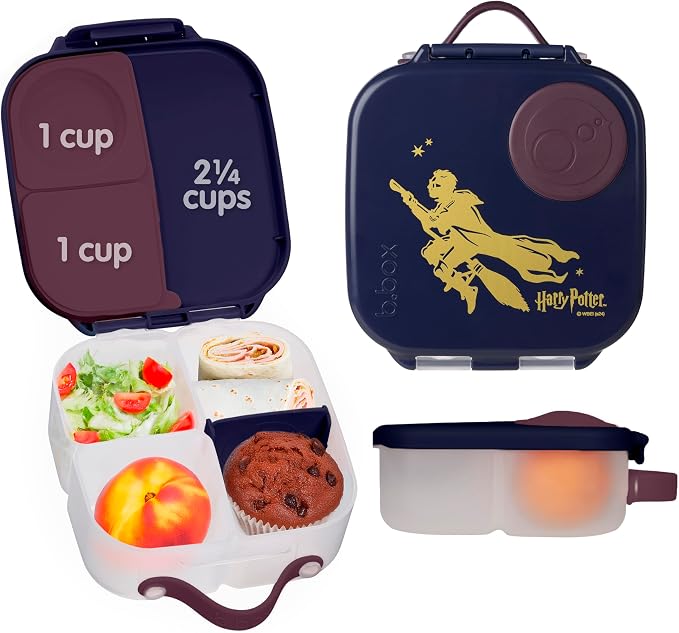 b.box Harry Potter Mini Lunch Box Kids, Snack Containers for Kids, 4.25 Cup | Bento Box for Kids, Perfect 1st Lunch Box, Lunch Containers, Leak Proof, Dishwasher Safe, BPA Free, PFAS Free, Ages 3+