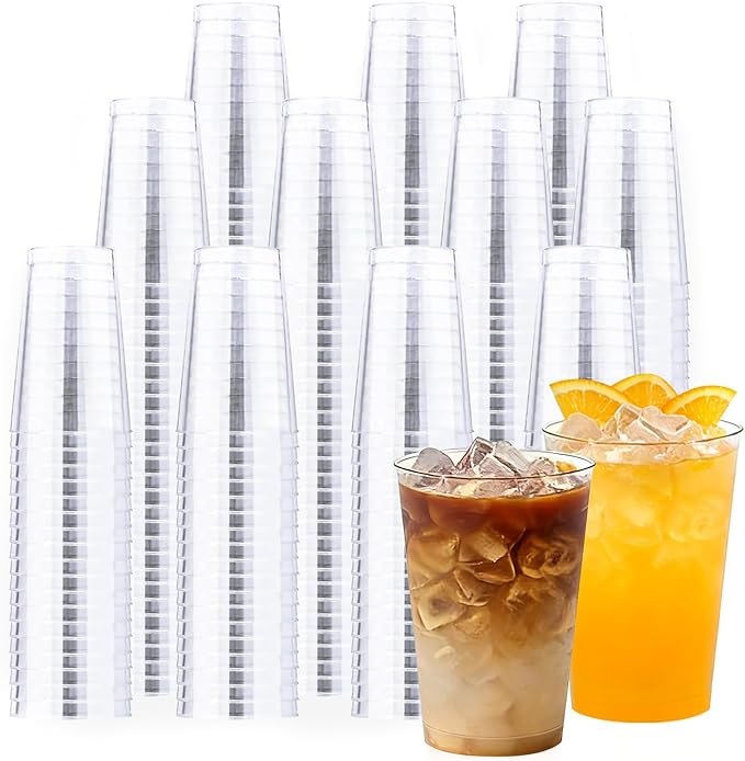 BYSNOW 300 Pack 12 oz Clear Plastic Cups, Disposable Plastic Cocktail Cups | Disposable Heavy Duty Clear Drinking Cups, Hard Punch Plastic Wine Glasses Cups for Party, Wedding, Home, Soda, Juice