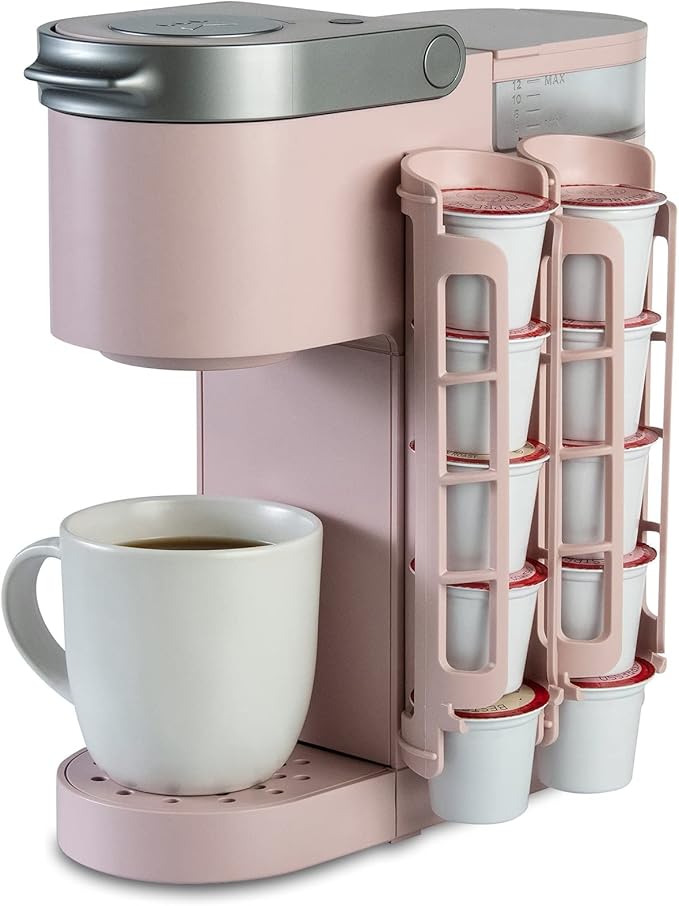 STORAGENIE Coffee Pod Holder for Keurig, Stores 10 Pods, Pink | Compatible with K-Cups, Vertical storage saves counter space, Ideal for small kitchens, RVs and dorms