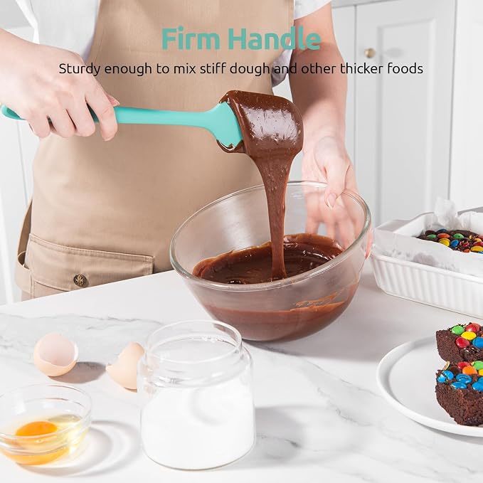 U-Taste Silicone Spatula Set with 600 Degrees Fahrenheit Heat Resistant (Teal/Aqua Sky) | Food Grade Hot-Proof Seamless Rubber Scraper, Kitchen Flexible Silicon Cooking Utensil Set, Diswasher Safe Baking Supplies