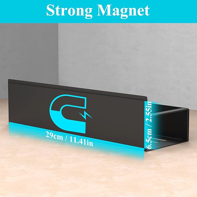 Metal Magnetic Spice Rack for Refrigerator Black, 6 Pack | Magnetic Shelves Heavy Duty for Fridge in Kitchen, Seasoning Storage Organizer, For Oven Washer and Dryer, For Heavier Items