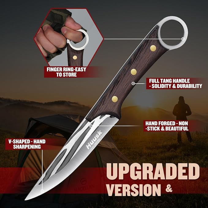 Huusk Japanese Boning Knife for Meat Cutting with Sheath, Flexible Blade | High Carbon Powder Steel, Full Tang Fish Fillet Knives for Meat Poultry Chicken Cutting, Gifts for Men