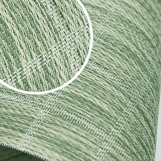 Woven Placemats Set of 4 Vinyl Heat-Resistant Table Mats Washable Kitchen Placemats for Dining Room (Grass Green)