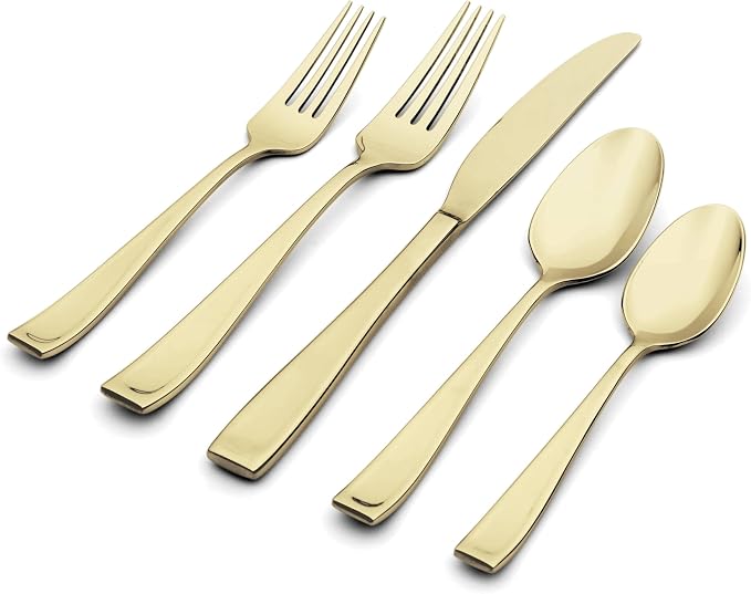 Oneida Moda Champagne Satin 20-Piece Silverware Set for 4, Flatware | satin finish, dishwasher safe | includes knives, forks, and spoons | cutlery set for kitchen and dining