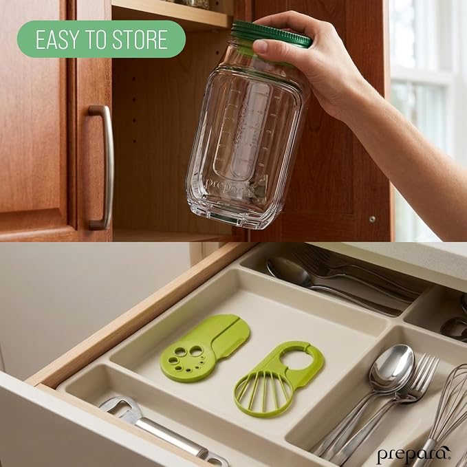 Prepara Salad Set - Herbs n' Greens, Avocado Cool & Salad Pod | BPA-Free, Ideal for Meal Prep, Snacks & Salads, Multi-Function Prep Tools, Includes 2.5 oz Leakproof Dressing Capsule