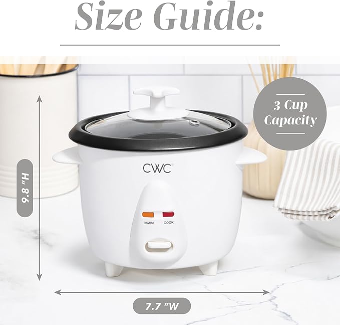 COOK WITH COLOR 6 Cup Rice Cooker 300W - Effortless Cooking and Perfectly, Cooks 3 Cups of Raw Rice for 6 Cups of Cooked Rice, Cream