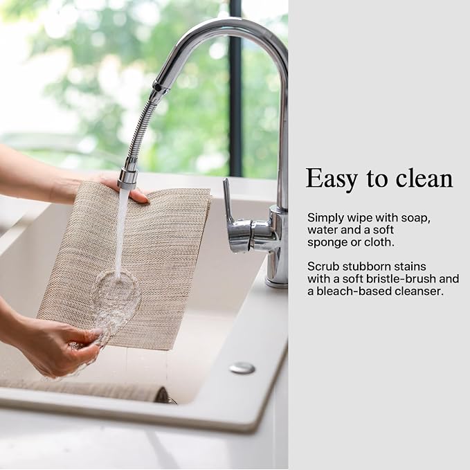 Placemats Set of 8 - Easy Clean Woven Vinyl Placemats for Dining Table, Indoor/Outdoor Place Mats, Washable PVC Table Mats（Cappuccino）