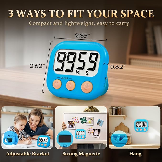 12 Pack Digital Kitchen Timer Small Classroom Timers for Kids Teachers (Blue&Purple)