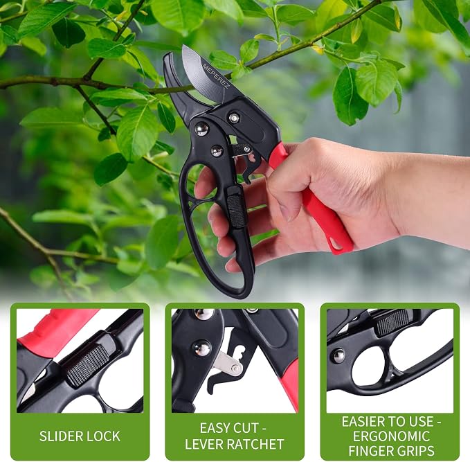 Premium pruning shears for gardening, Work 3 times easier, Pruners heady duty, Sharp garden clippers cuting florist flower, hedge, herb, rose, Indoor live plants, Arthritis weak hand snips