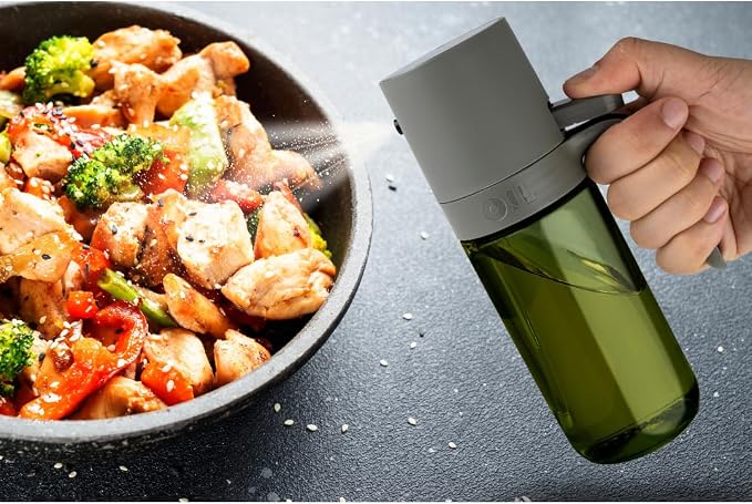 Oil Spray Bottle – Precision Oil Mister with Adjustable Mist & Stream – 0.15g Measured Spray for Healthier Cooking – Non-Drip Design for Air Fryer, Grilling, Salad & Baking