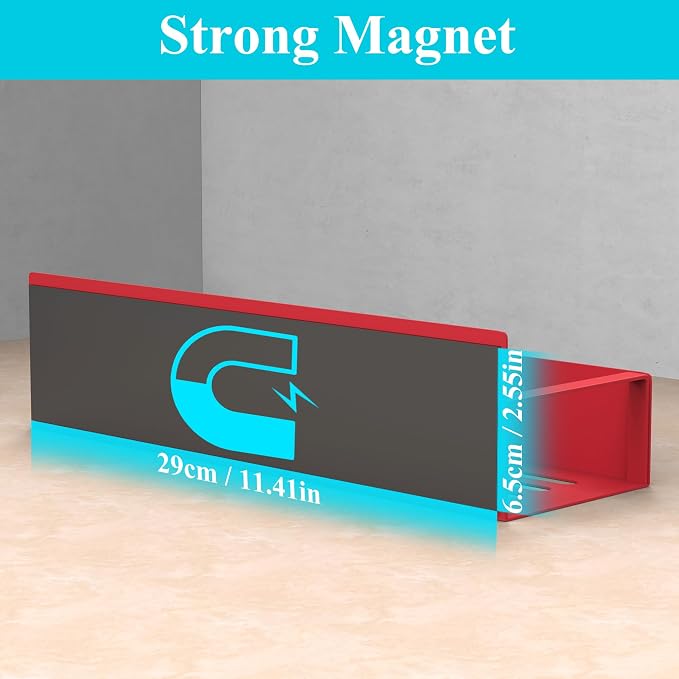 Metal Magnetic Spice Rack for Refrigerator Red, 6 Pack | Magnetic Shelves Heavy Duty for Fridge in Kitchen, Seasoning Storage Organizer, For Oven Washer and Dryer, For Heavier Items