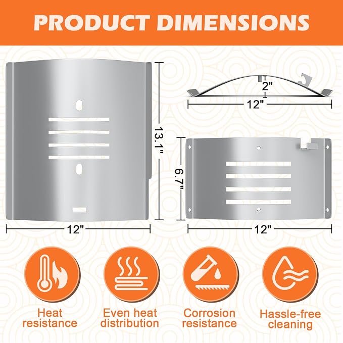 Flame Broiler Kit for Pit Boss Pro Series II Tabletop Portable 150 Pellet Grills Heat Deflector Plate and Slide Cover Replacement Parts for Mahogany 150PPS, Replace Pitboss 31971
