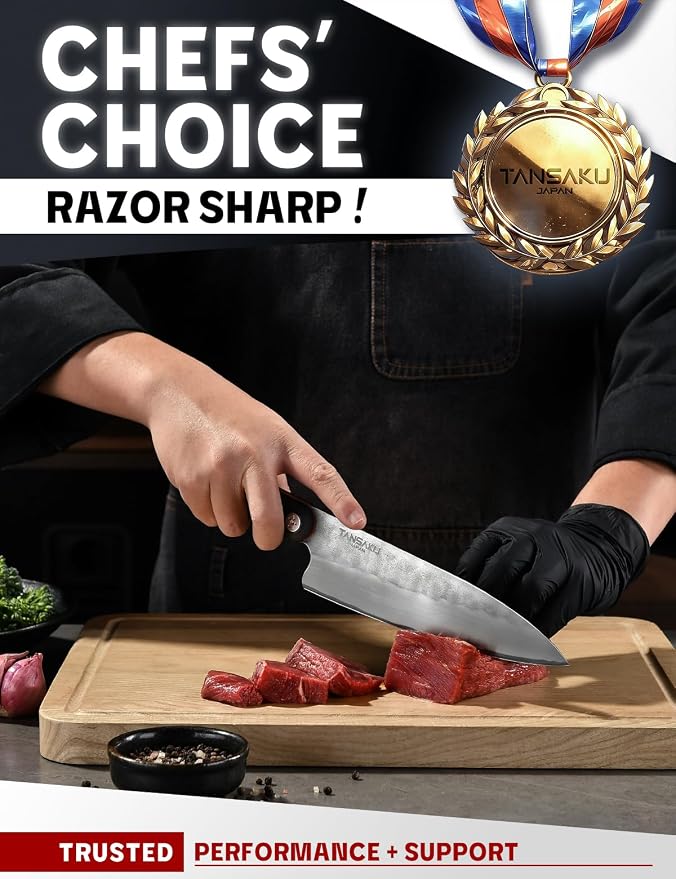 Chef Knife in Japanese High Carbon Stainless Steel, 8 Inch Ultra Sharp Hand Forged Japanese Chef's Knife, Professional Kitchen Cooking Knife with Non-slip G10 Handle, Meat Cutting Knife & Gifts Box