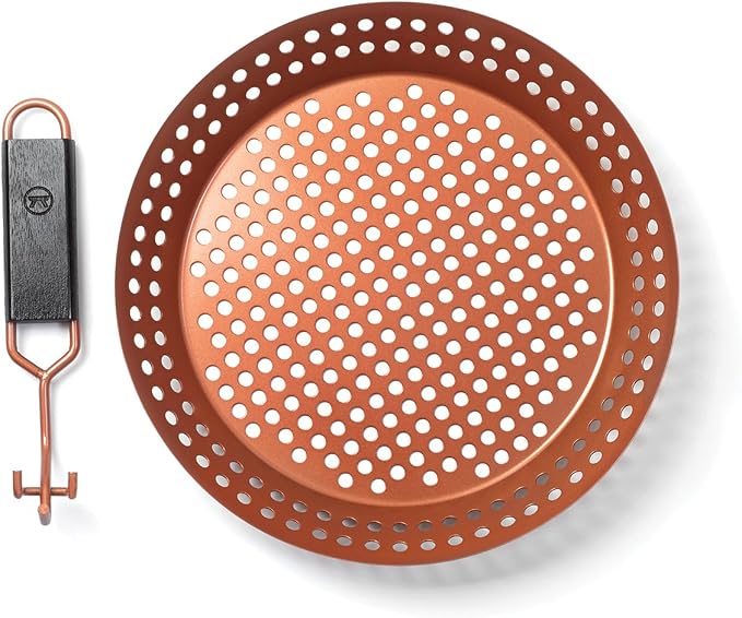 Outset QN77 Grill Skillet with Removable Soft-Grip Handle, Copper Non-Stick