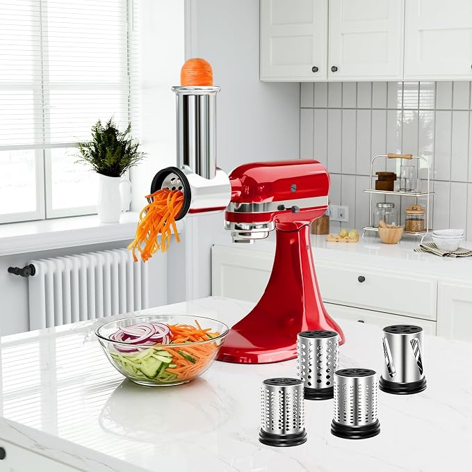 Slicer Shredder Attachments for Stand Mixers | All Stainless Steel, Vegetable Shredder, Cheese Grater, Salad Maker, Food Slicers Chopper Grinding Powder Accessories