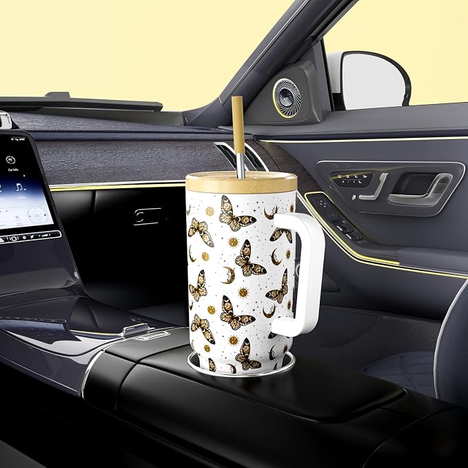 Meoky 40 oz Tumbler with Handle and Straw: Stainless Steel Insulated Tumbler with Lid and Straw - 100% Leak Proof Tumbler for Car Cup Holders - Travelers Commuters Workers, Winglet
