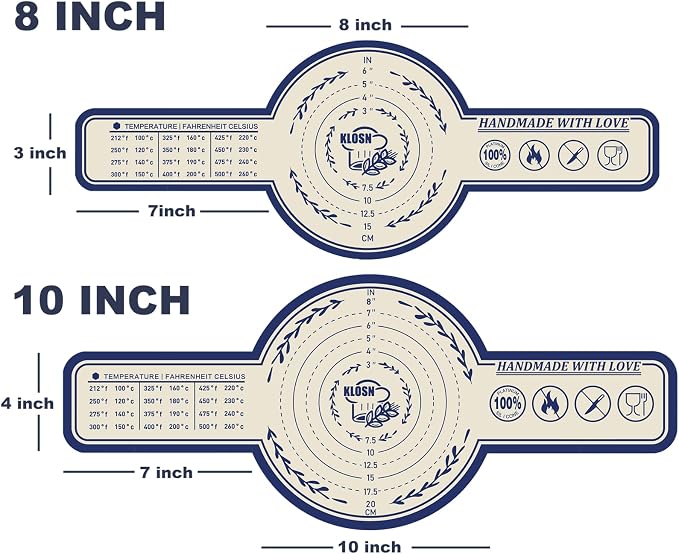 Silicone Bread Sling for Dutch Oven, 2 Pack (8" & 10" Round) – Non-Stick & 500°F Heat Resistant Sourdough Mat, Easy to Clean, Reusable Food-Grade Sourdough Slings - Fits 5–7 qt Dutch Ovens