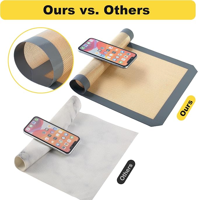 Silicone Baking Mat, 2 Pac 16.5"L x 11.6"W Silicone Cookie Sheets Reusable Baking Mat - Non-Stick Food Safe Dark Gray Oven Baking Sheet for Making Cookies Macaroons Bread
