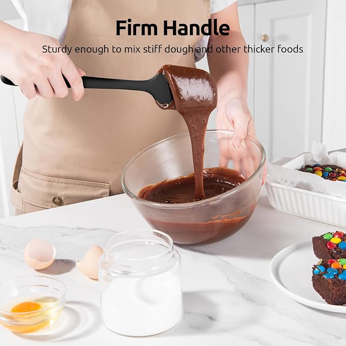 U-Taste Silicone Spatula Set with 600 Degrees Fahrenheit Heat Resistant (Black) | Food Grade Hot-Proof Seamless Rubber Scraper, Kitchen Flexible Silicon Cooking Utensil Set, Diswasher Safe Baking Supplies