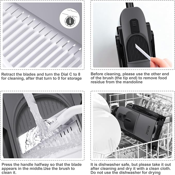 Safe Mandoline Slicer for Kitchen, Professional Vegetable Potato Slicer | 0.1-8 mm Adjustable Thickness, Food Chopper French Fry Cutte, Mandolin, Chopping Artifact Fast Veggie (just Slice, Black)