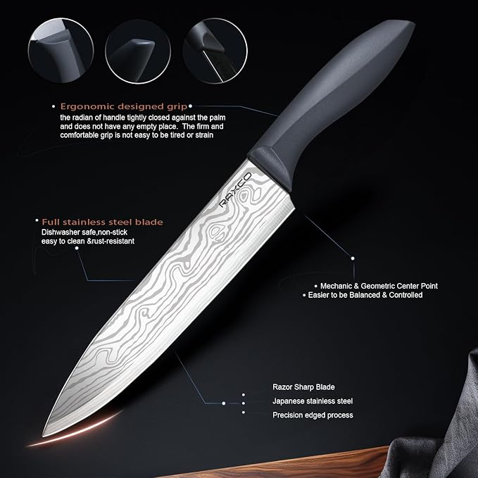 Kitchen Set,18-Piece Cooking Utensils and Kitchen Knife Set,Gray | 7-Piece Kitchen Utensils Heat-resistant to 410°F,5-Piece Sharp Knife,5-Piece Cooking Tools and Cutting Board In One