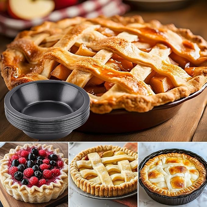 12pcs Mini Pie Pans 5 Inch - Reusable Round Pie Tins - Nonstick | Small Pies Pans Carbon Steel Round Pies Tins Rounds Meat Pie Tin for Cake Bread,Desserts, Christmas
