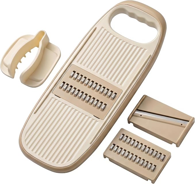 NACOLUS Handheld Mandoline Slicer for Kitchen,3 Blades with Hand Guard | cute kiwi style vegetable slicer,3 blades,slice/shred,self stores blades,safety guard,Perfect for small kitchens,gifts