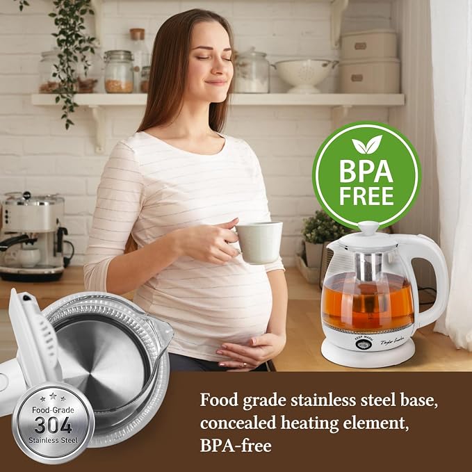 Taylor Swoden Electric Kettle With Tea Infuser, 1L, White | Keep Warm, LED Light Hot Water Boiler & Heater For Coffee & Tea, Auto Shut-Off & Boil Dry Protection, Bpa Free