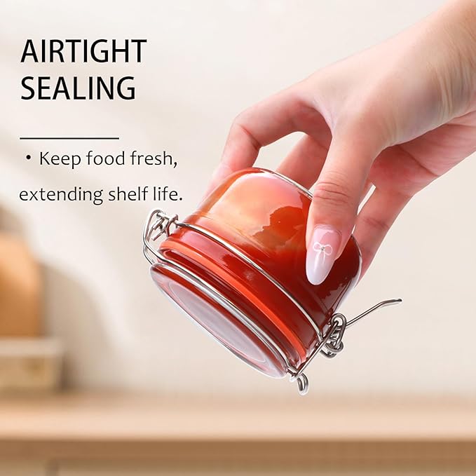 5 oz Glass Jars with Lids, 6 Pack Small Glass Jars with Airtight Lid | Mini Glass Food Storage Container, Glass Spice Jars with Airtight Lids for Kitchen Canning, Honey, Nuts, Snacks, Jelly