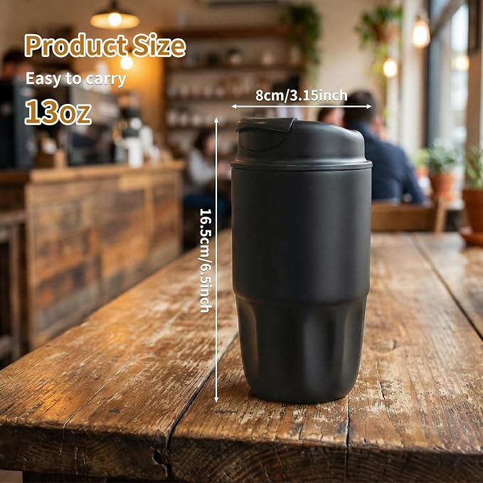 Stainless steel insulated Tumbler small and Portable leak-proof coffee mug 13oz sports water Bottle suitable for car cup holder BPA-free insulated water bottle for sports，school，travel，Red