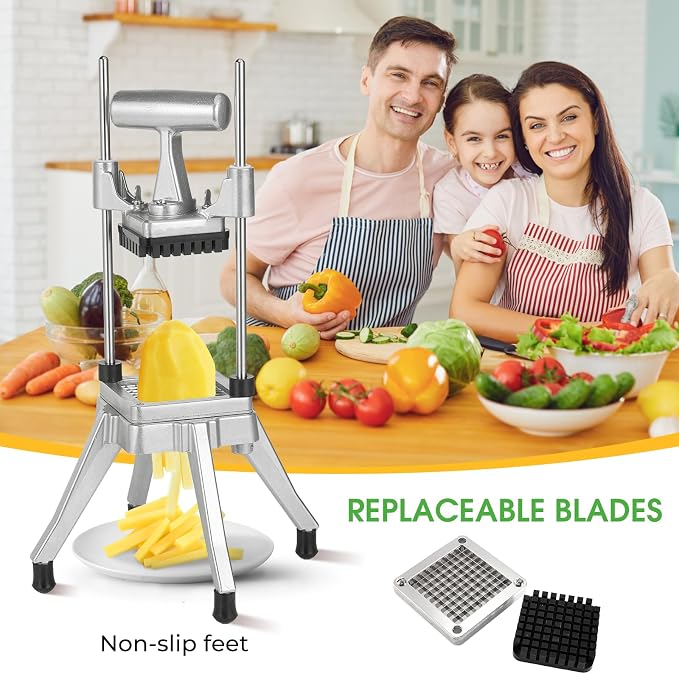 Commercial Vegetable Chopper, 3/8" Stainless Steel Dicer | 420 stainless blade, aluminum alloy frame, detachable for cleaning & storage, fast uniform dicing, for fruits & veggies
