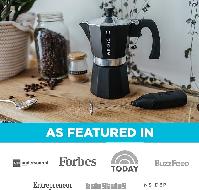 GROSCHE Milano Moka pot, Stovetop Espresso maker, Greca Coffee Maker, Stovetop coffee maker and espresso maker percolator (Black, 12 cup) | Cuban Coffee Maker And Italian Moka Pot For Stovetop Espresso; For Gas, Electric, And Propane Stoves With A Soft...