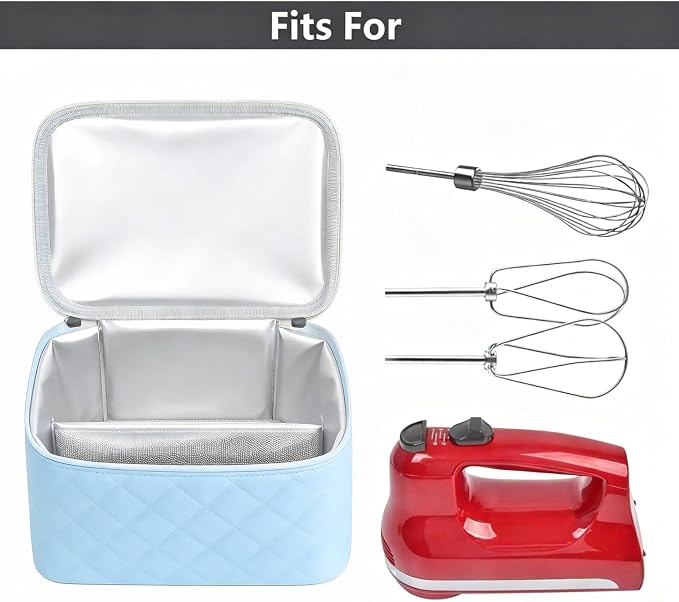 Hand Mixer Storage Case for KitchenAid 5, 6, 7 and 9 Speed Mixers | Portable Design With Carry Handle For Home Bakers, Kitchen Storage, Baking Classes And Travel, Blue - Case Only