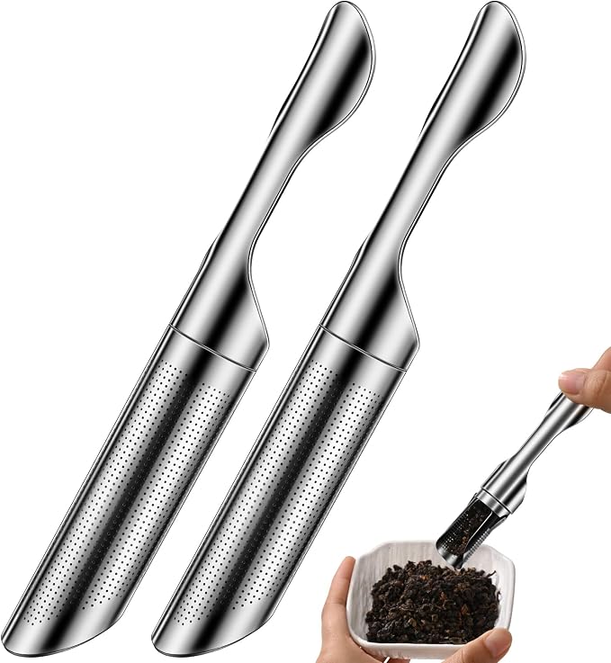 2pcs Tea Infuser for Loose Leaf Tea, ASWETMEL 2-in-1 Tea Scoop Infuser Tea Strainers for Loose Tea, 304 Stainless Steel Loose Leaf Steeper, Tea Ball Filter