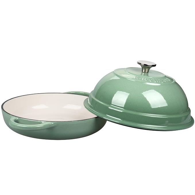 Cast Iron Enameled Dutch Oven Pot with Lid for Bread Baking, Bread Oven, 6 Quart, Sage Green
