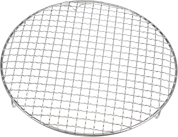 HARFINGTON Round Cooking Rack 10.6-inch 201 Stainless Steel Cross Wire Barbecue Grill Net with 20mm Legs for Cooking Baking Steaming BBQ